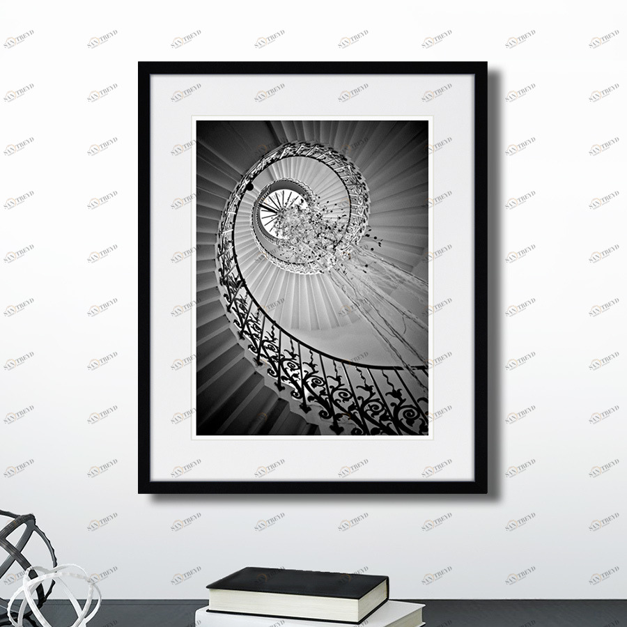 Картина черно-белая 52х42 см Spiral Staircase КАРТИНЫ В КВАРТИРУ  00-3894695 Серый 