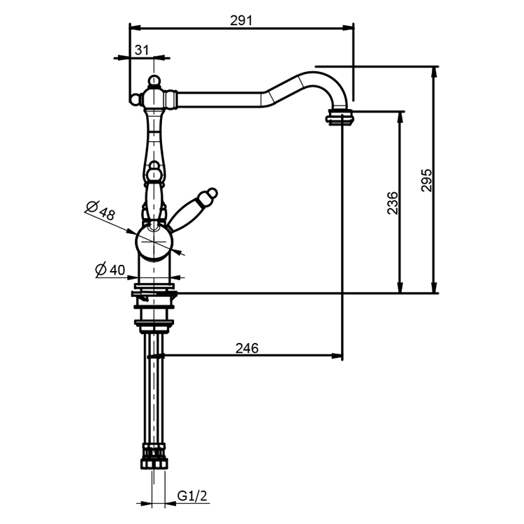 BY920802015 Смеситель для кухни Webert Kitchen Byblos  - Вид №1