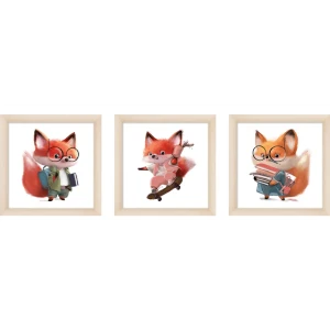 Модульная картина Лисята 40x40 см 3 шт.