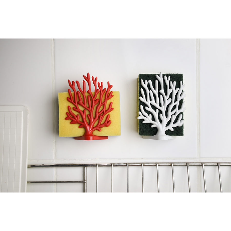 QL10335-RD Держатель для мочалок coral sponge красный Qualy  - Вид №1