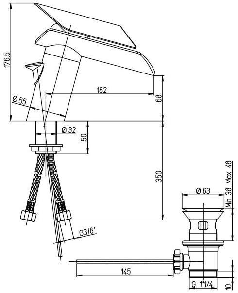 Paini Morgana 73OP211LZKM смеситель для раковины с донным клапаном - Вид №2