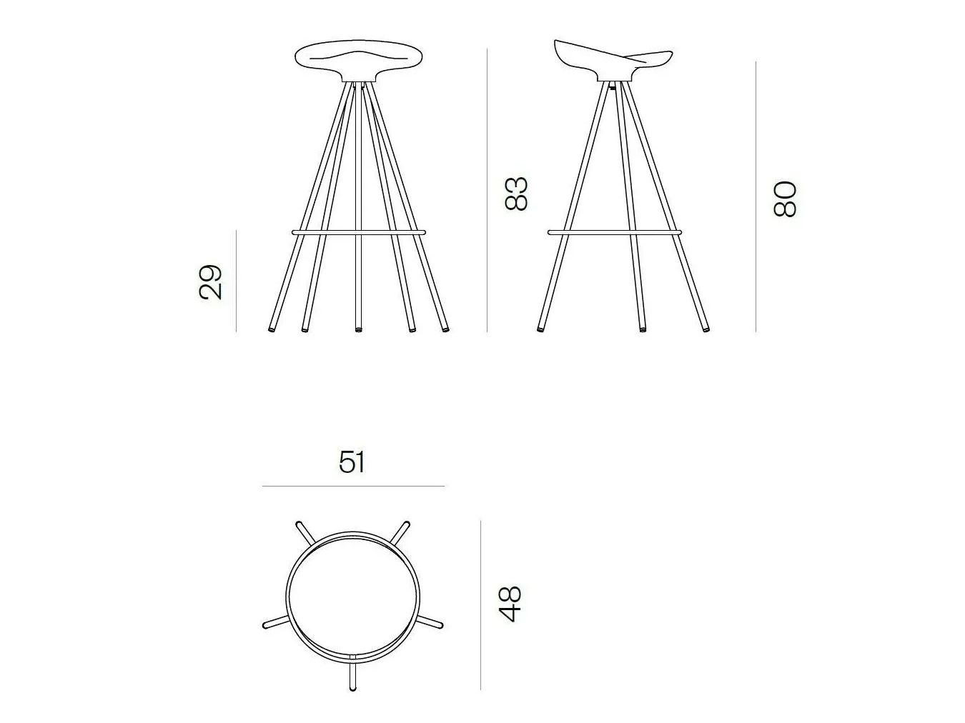 Высокий стул на алюминиевом и деревянном насесте BD Barcelona JAMAICA ARCH-00045222 - Вид №7