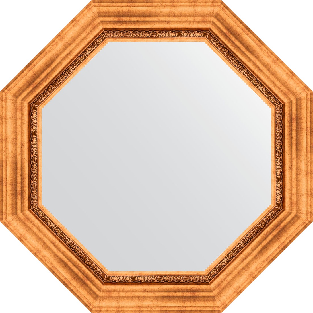 BY 3785 Зеркало в багетной раме - римское золото 88 mm EVOFORM Octagon