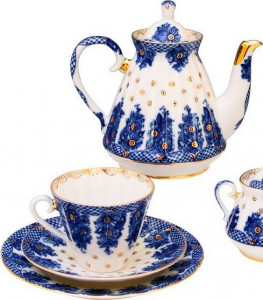 82699 Императорский фарфоровый завод Сервиз чайный 6/20 "Корзиночка" (м.р.) "Лучистая" Фарфор твердый