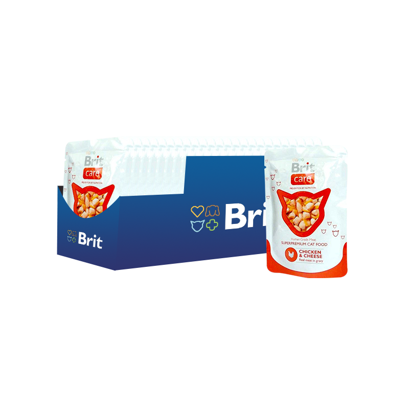 ПР0021330*24 Корм для кошек Care Курица, сыр конс. пауч 80г (упаковка - 24 шт) Brit 