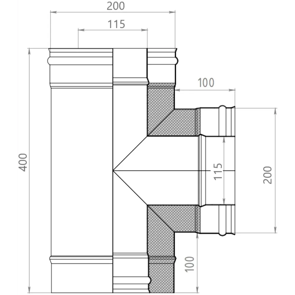 Сэндвич-тройник Металлик и Ко 90° 430/0.5 мм D115x200 мм 83398186 STLM-2087533  - Вид №4
