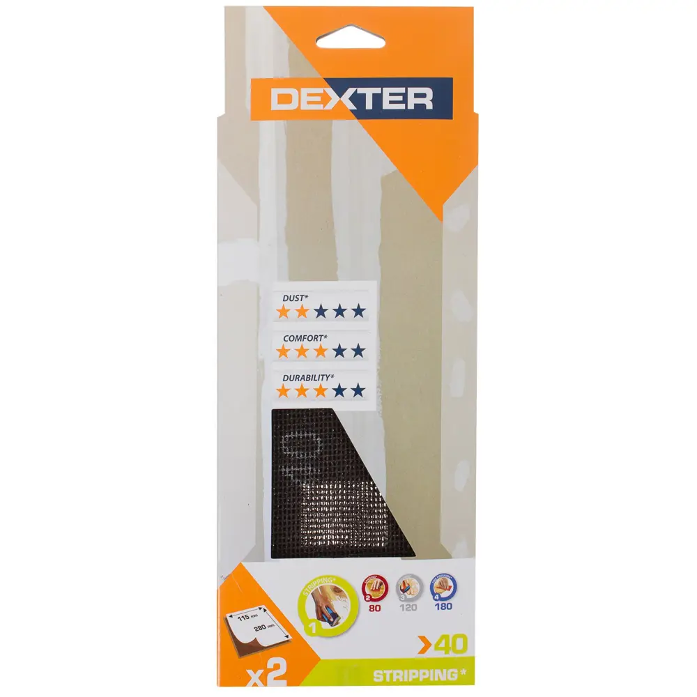 Лист сетчатый шлифовальный Dexter P40 280x115 мм, 2 шт. 18784000 STLM-2007486  - Вид №2