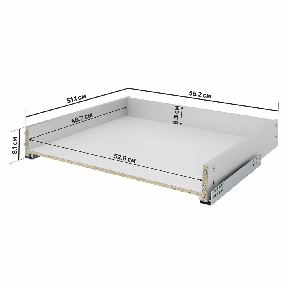 Выдвижной ящик Delinia для кухни 55.2 см серый ЛДСП 82169302 STLM-0021005 - Вид №1