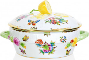 76381 Herend Блюдо для горячего с крышкой 1,4л "Виктория" (с лимоном) Фарфор