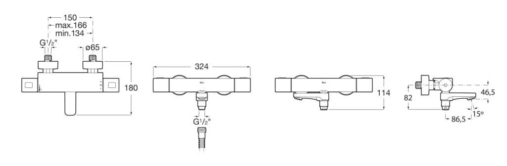 Термостатический внешний смеситель для ванны Roca T-1000 ARCH-00116295 - Вид №4