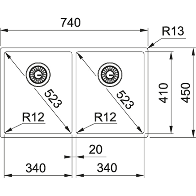 BXX 120-34-34/ BXX 220-34-34 Мойка кухонная прямоугольная Franke BOX - Вид №1