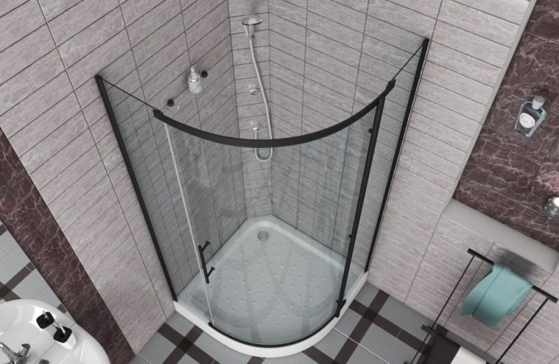 Душевое ограждение (без поддона) 900*900*1950 Стекло 8мм easy clean BLACKLINE BS090.1110A bravat  - Вид №2