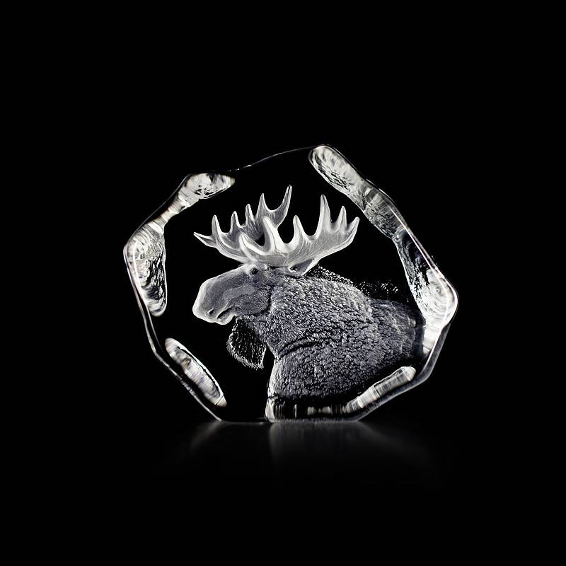 33750 Скульптура из прозрачного хрусталя "Лось", 110/90 мм. Maleras 