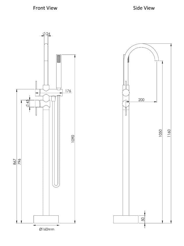 Напольный смеситель для ванны с ручным душем LUSSO Luxe ARCH-00099255 - Вид №8