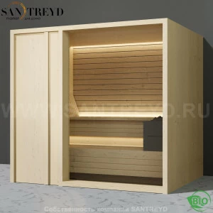 Effegibi YOKU.D105 BI.70200004 Био-сауна с левой дверью. Мощность: 12 кВт макс. Размеры: длина 230 см, ширина 200 см. Отделка: осина термообработанная