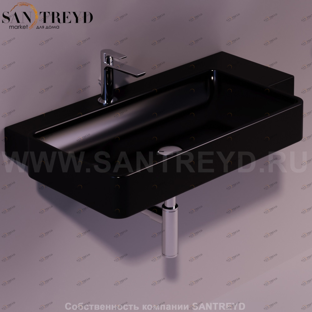 FL02NERO Подвесная раковина настенная прямоугольная Simas Flow черная