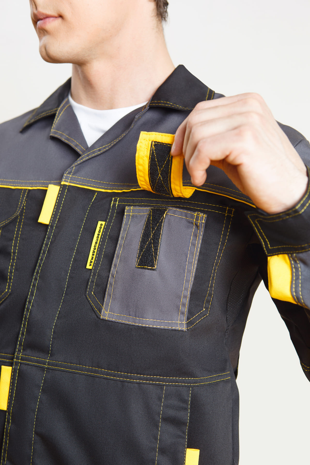 4956829 Костюм "Профессионал-2" черный-графит-желтый GENESIS  Летняя спецодежда  размер 52-54/170-176  - Вид №12