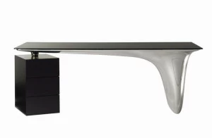 Roche Bobois Письменный стол из закаленного стекла с ящиками