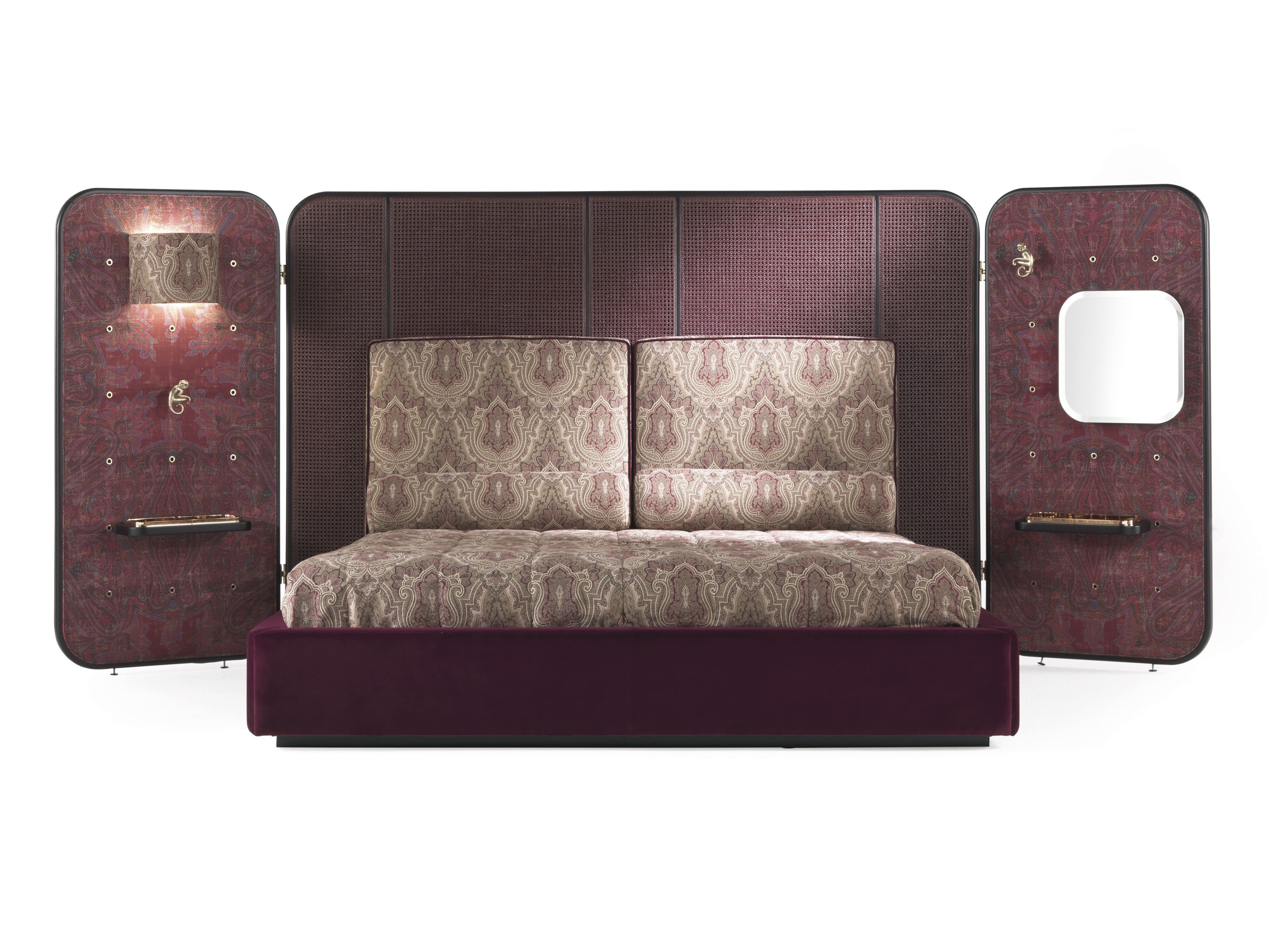 Кровать размера "king-size" со встроенными деревянными и бархатными тумбочками ETRO Home Interiors Timgad ARCH-00008378