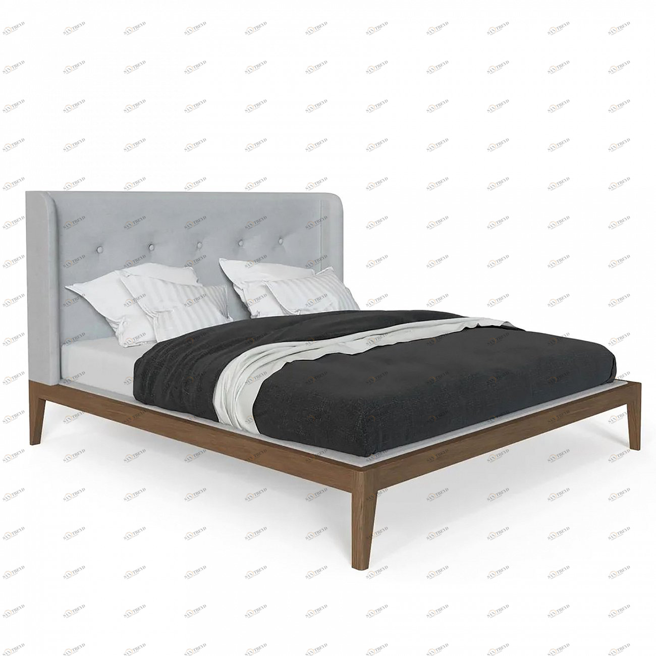 Кровать большая 200х200 Fly Soft new светло-серая BRAGIN DESIGN ДИЗАЙНЕРСКИЕ 256423 Коричневый;серый 