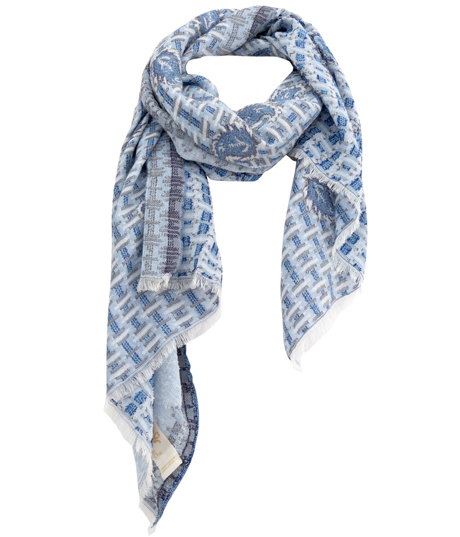 MEA_BLEU Шаль MEA BLEU 50/150 голубая хлопок 100% PETRUSSE Santreyd 