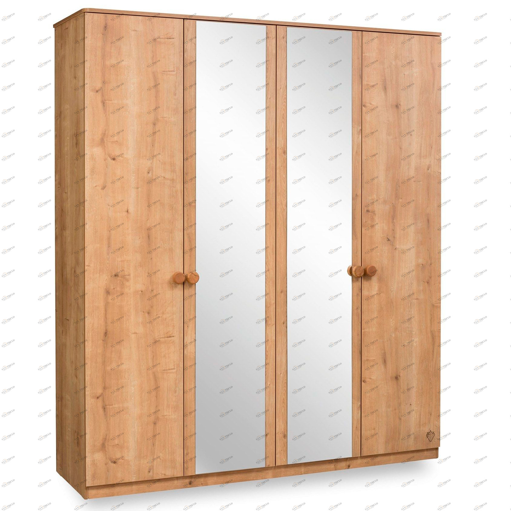 Шкаф четырехдверный с зеркалом орех Mocha CILEK MOCHA 00-3832619 Бежевый Santreyd 