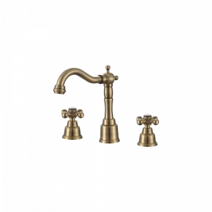 GZ 09014D Смеситель для раковины на 3 отверстия с поворотным изливом Ganzer Бронза