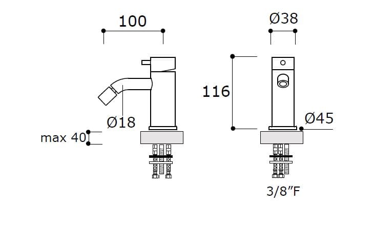Смеситель для биде из нержавеющей стали MINA IVI ARCH-00102053 - Вид №2