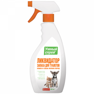 УТ0008032 Умный спрей Ликвидатор запаха для туалета кошек и собак декоративных пород 500мл Apicenna