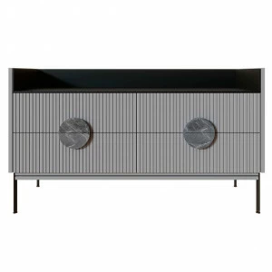 Комод низкий с металлическими ножками светло-серый Alto Black BRAGIN DESIGN ДИЗАЙНЕРСКИЕ, LIVING 00-3862445 Серый;черный