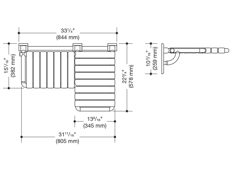 801.51BUS33R Сиденье для душа складное Г-образное (ada) HEWI USA Produkte  - Вид №5