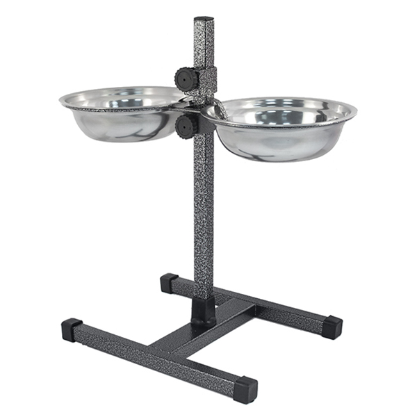 ПР0037175 Стойка с мисками для животных регулируемая, шагрень, h40см, D20см, 2х1,0л ХОРОШКА 