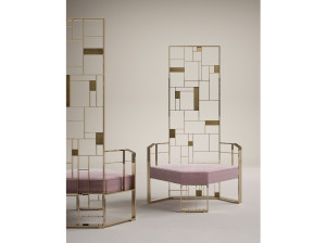 Латунное кресло с высокой спинкой