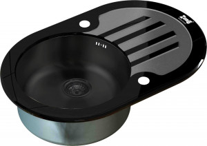Мойка кухонная ZorG Inox Glass GL-7851-OV-BLACK-GRAFIT из нержавеющей стали и стекла, графит/черный