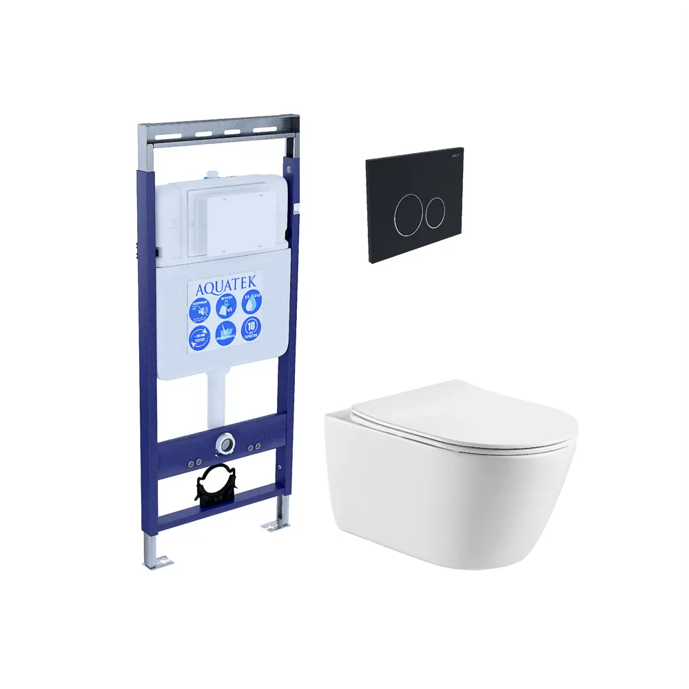 Aquatek Оберон: подвесной унитаз с инсталляцией и микролифтом 88941877