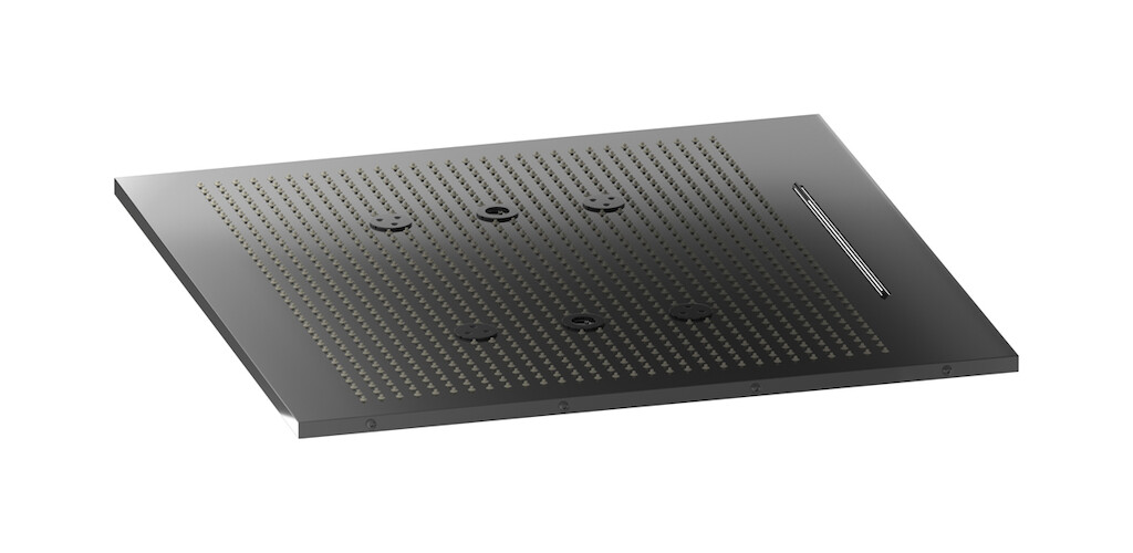 Полувстроенный верхний душ с режимами - дождь, водопад, распыление и хромотерапия WE ARE IB av630cf Black Chrome Aqua