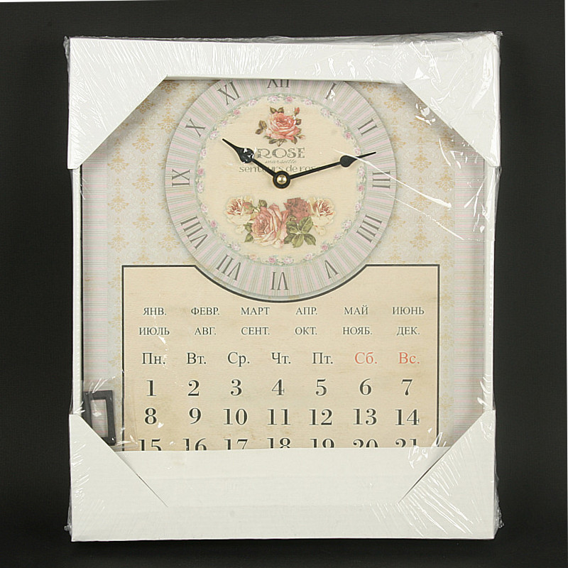 32172 Часы настенные кварцевые 30 x 51 x 4.5 см с календарем на циферблате Santreyd 
