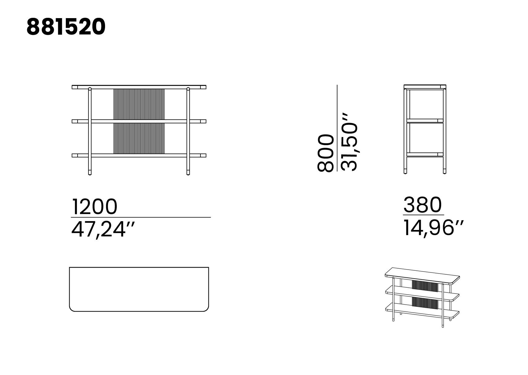 Прямоугольная консоль из массива дерева с полками animovel Fidji ARCH-00100528 - Вид №4