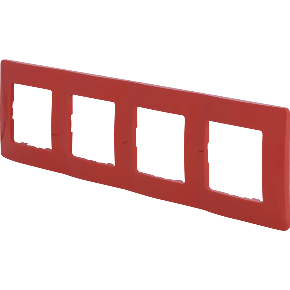 Legrand Etika: глянцевая рамка для 4 розеток в красном цвете 17356767 STLM-0008013 - Вид №1