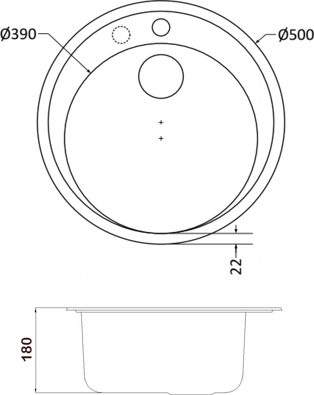 Мойка кухонная ZorG Granit GR 500 BLACK BRONZE из искусственного гранита, графит/бронза - Вид №1