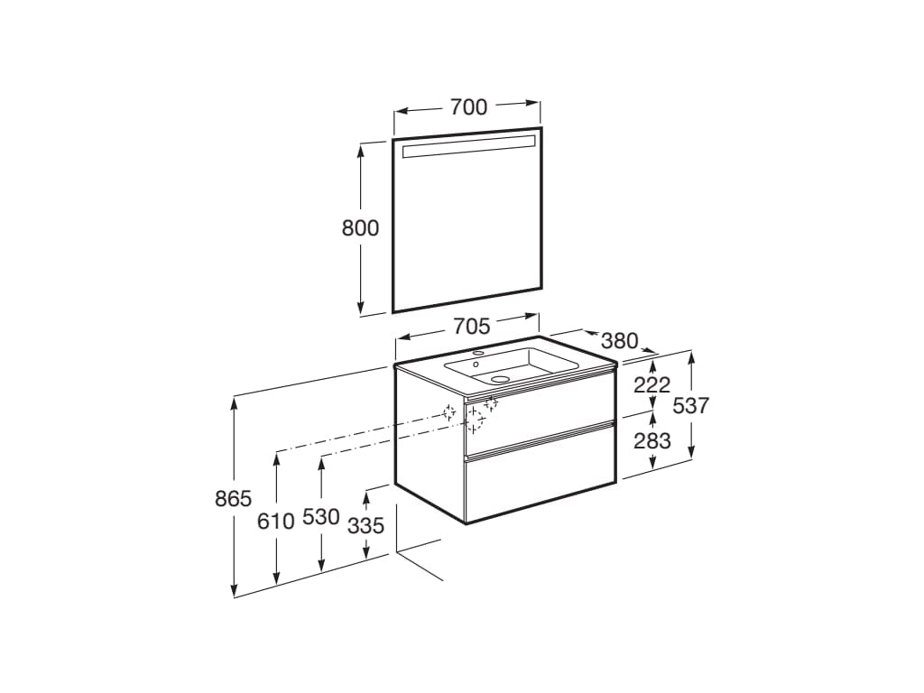 Деревянный умывальник с зеркалом и встроенной раковиной Roca UNIK A8515 / A8518 ARCH-00035896 - Вид №110