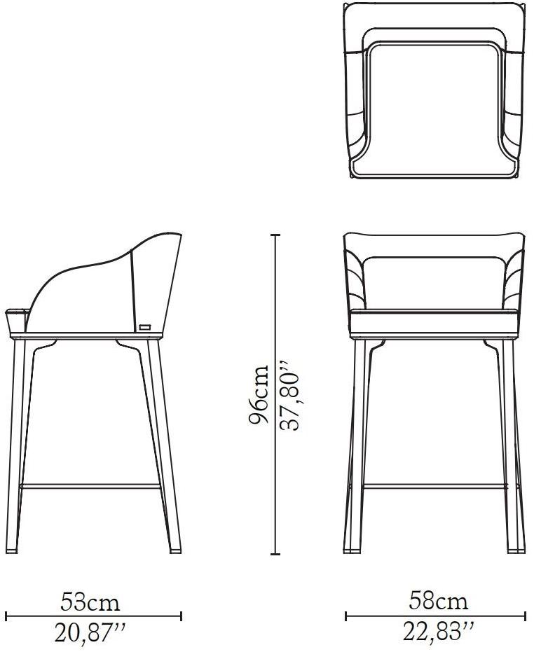LUXXU Высокий табурет с обивкой из бархата Saboteur sun-id-1395279 - Вид №5
