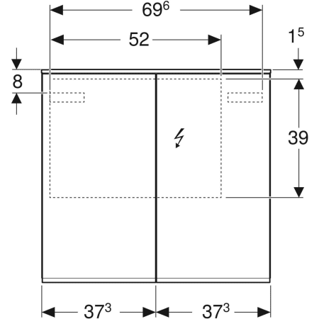 500.593.00.1 Зеркальный шкаф Geberit Option Plus с подсветкой и двумя дверями Geberit  - Вид №10