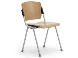 Штабелируемый стул из бука и стали