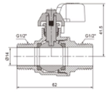 21070 Кран шаровой под газ н/н 1/2" бабочка, медь LAB.Space  - Вид №1