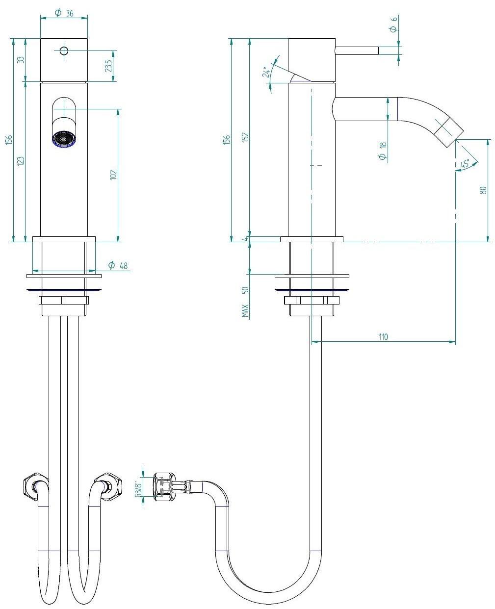 ZAZZERI Смеситель для биде из нержавеющей стали с регулируемым изливом Z316 sun-id-1366596 - Вид №1
