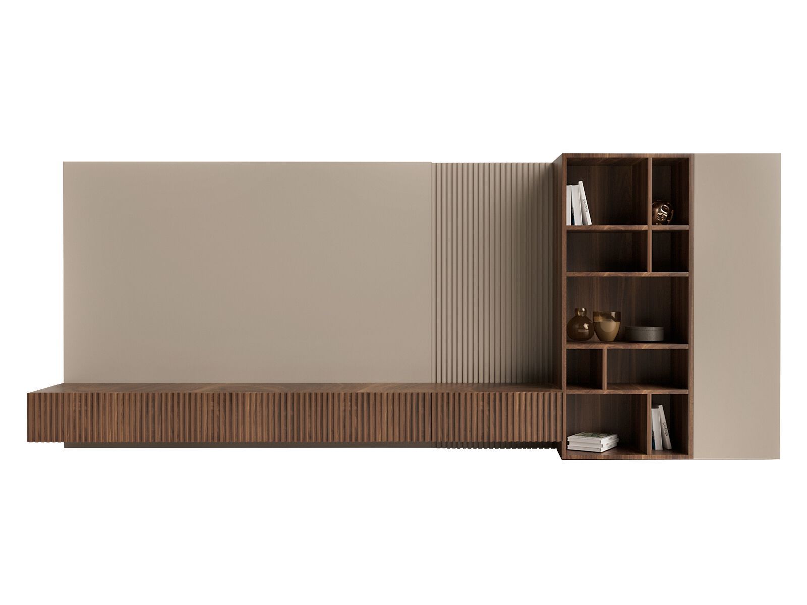 Деревянный секционный шкаф для телевизора с книжным шкафом ANA ROQUE INTERIORS ARCH-00098994 - Вид №1