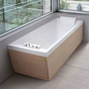 Ванна Standard Novellini SENSE 4 с набортным смесителем и панелями из белого ореха