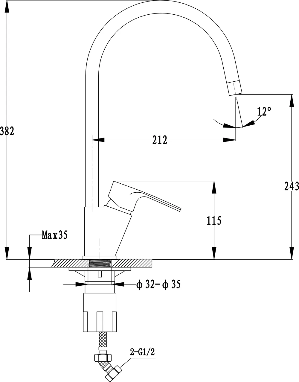 Кухонный смеситель 50235013 топаз GranFest Ewigstein - Вид №1
