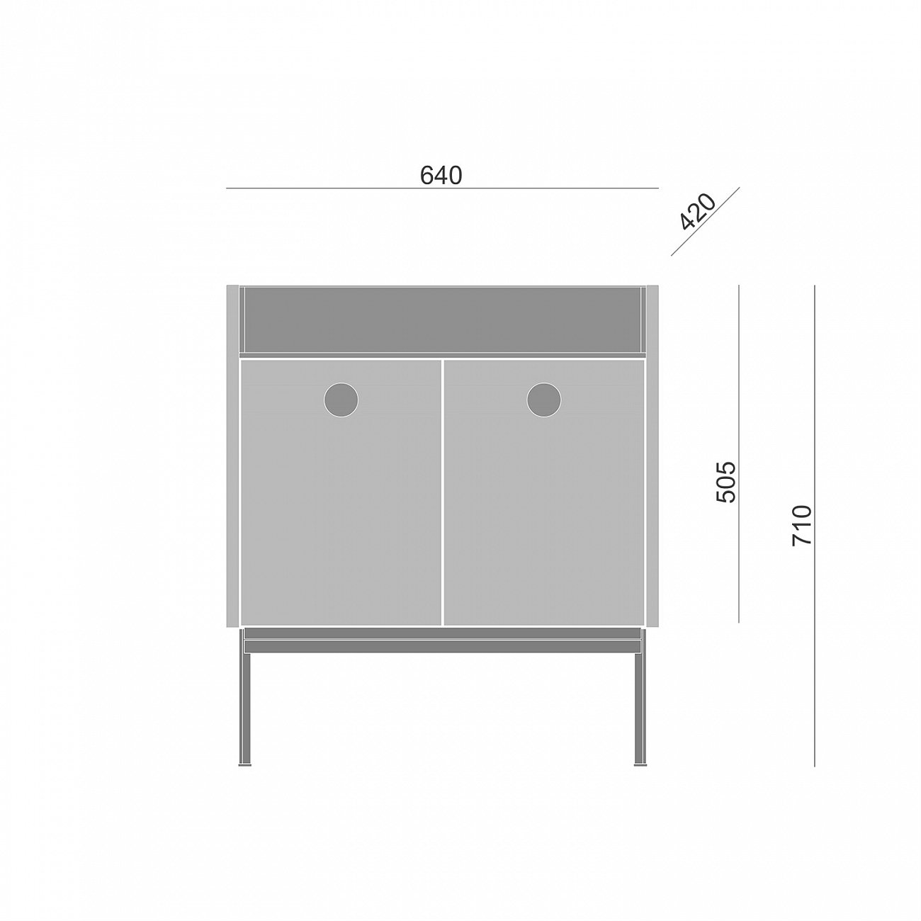 Тумба высокая с полкой 71х64 см светло-серая Look Black BRAGIN DESIGN LIVING 00-3862470 Серый - Вид №1